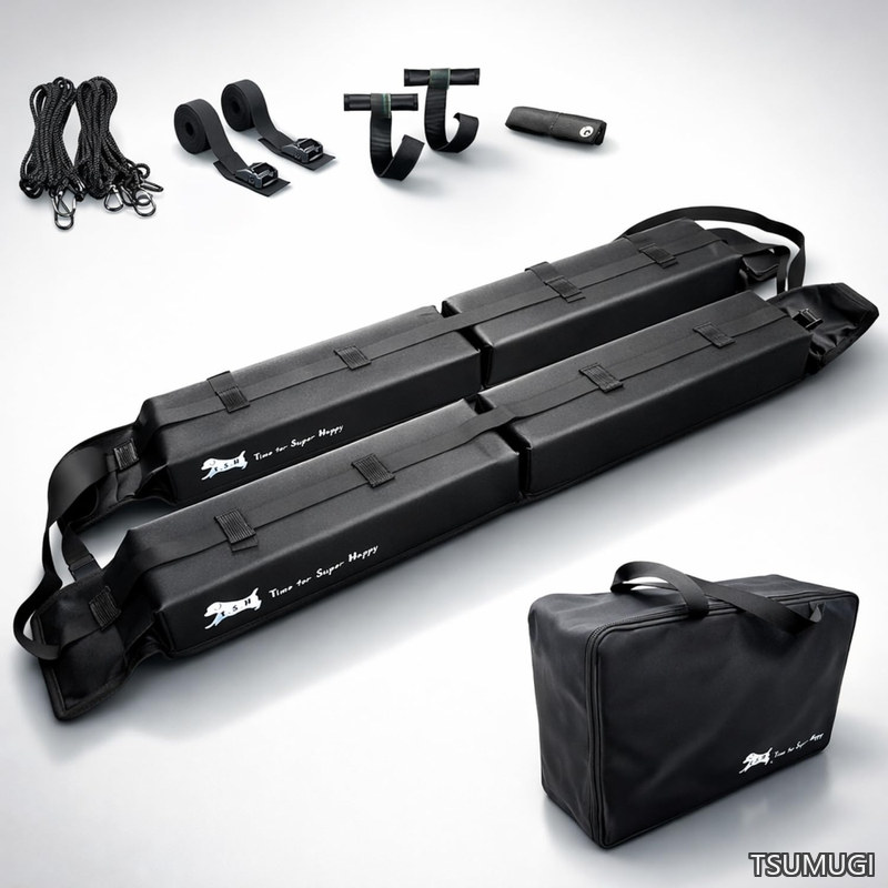 【送料無料】車用 ルーフトップ ソフトキャリア 積載重量最大60kg 最大幅85cm レール不要 工具不要 全車種対応 簡単取り付け ルーフ ラック サーフボード カヤック カヌー スノーボード スキー 車載 車 カーラック カーキャリア 荷物 積載物｜つむぎハウス
