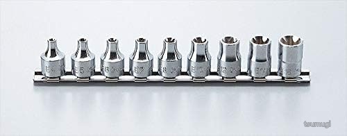 【送料無料】3/8(9.5mm)SQ トルクスソケットレールセット 9ヶ組 E4～E16 200mmレール付｜つむぎハウス