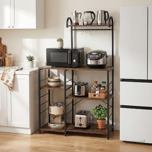 【送料無料】キッチン収納ラック 電子レンジラック 大型対応 幅88cm 奥行40cm 可動棚2枚 5段階調整 頑丈 S字フック8個付き 撥水防汚 組立簡単｜つむぎハウス