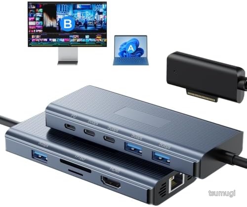 【送料無料】【11-in-1 USB-Cマルチハブ ドッキングステーション】4K@60Hz HDMI出力 5Gbps高速データ転送 ギガビットLAN SD/TFカードリーダー 100W PD対応 プラグアンドプレイ 全機種対応 2026年新登場｜つむぎハウス