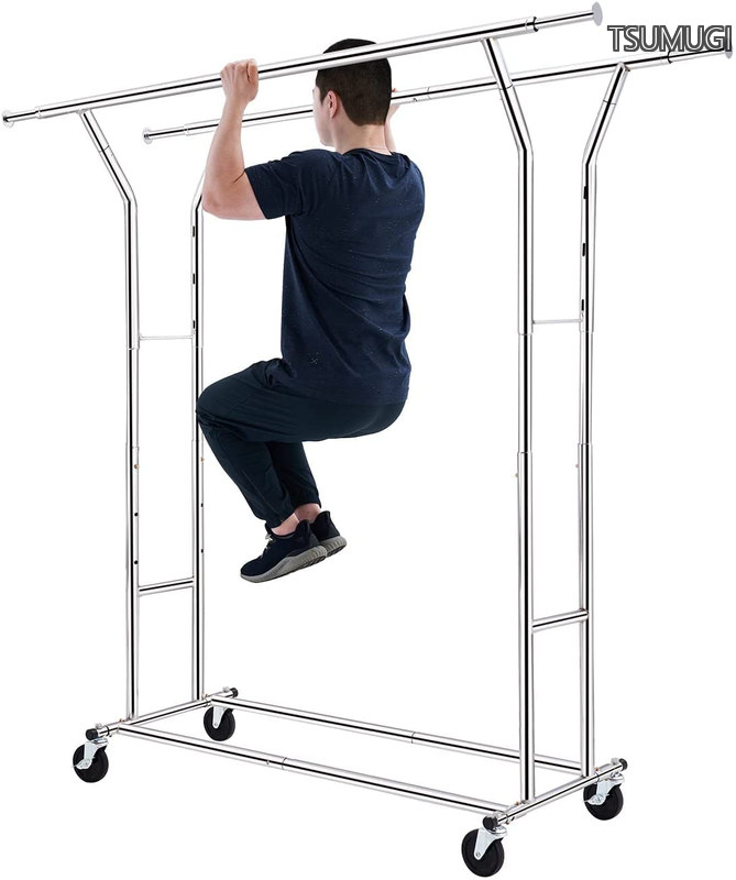 【貨物輸送無料】ハンガー仕合わせ パイプハンガーラック 耐荷重200KG お役目用 3通い路 ダブル 大静電容量 納める仕合わせ 物干し 照明ランプ 御召しものハンガー 御召しもの納める 厚地の外套 渦巻形付き添い人 高さ・縦横伸縮印字機 しろがね色 臥し所/洗い濯ぎ室/部屋の入り口