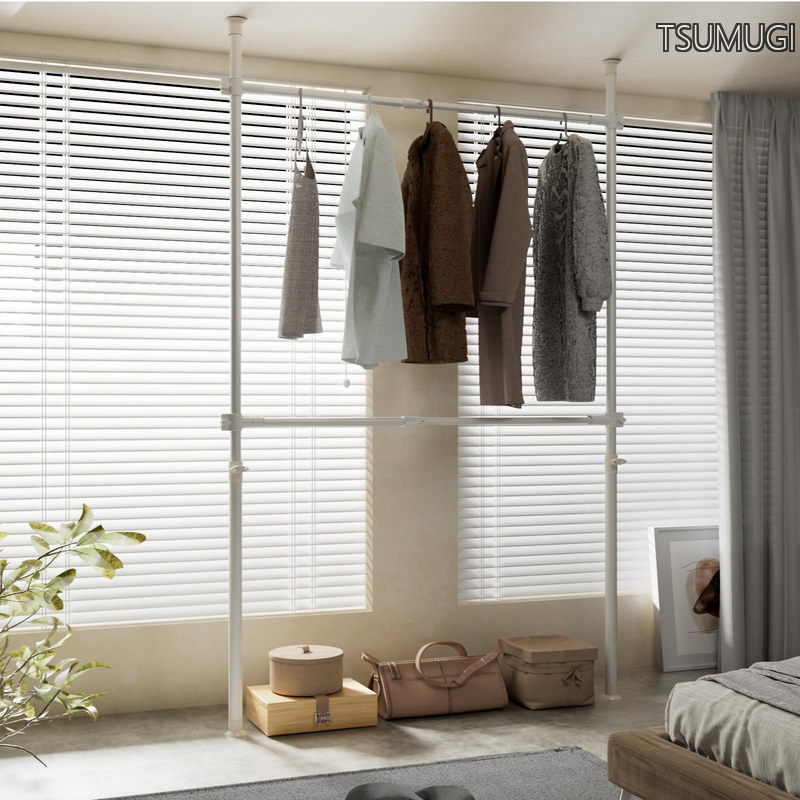 【貨物輸送無料】服かけ、つっぱり式 牢固たる 縦横 伸縮型 御召しもの納める : 白いこと 白 2段 突っ張り棒?穴あけ不必要?ハンガー?上昇限度突っ張り式 総べて耐荷重60kg つっぱり棒 冬服約60着 御召しもの 服掛け DIY納める能力のある 入り口・入口 耐震 防錆 高さ210-280糎、幅70-120糎 御部屋布団物干し 幅?長さ合わせる能力のある (
