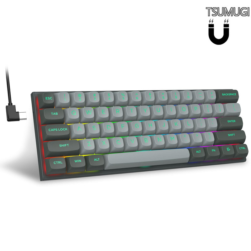 【貨物輸送無料】サイクル-61 60% エスポートゲーミングキーボード ラピッド銃の引き金磁気キースイッチメカニカルキーボード 熱っぽいつけ替える能力のある 自然調整能力のあるなアクチュエーション パウダーコンパクト心積もり61手がかり PBT手がかり旗がしら RGBうしろ側ともし火 マイコン用鍵盤