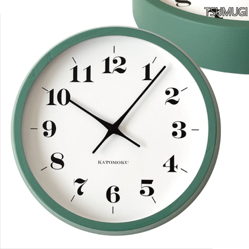 【貨物輸送無料】muku clock 12 緑であること 柱時計 エンドラン 粁-97GRRC φ306粍 (電磁波時辰儀)