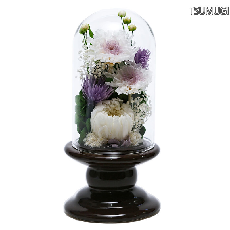 【貨物輸送無料】ミニ輪菊glass 白いこと プリザーブドフラワー