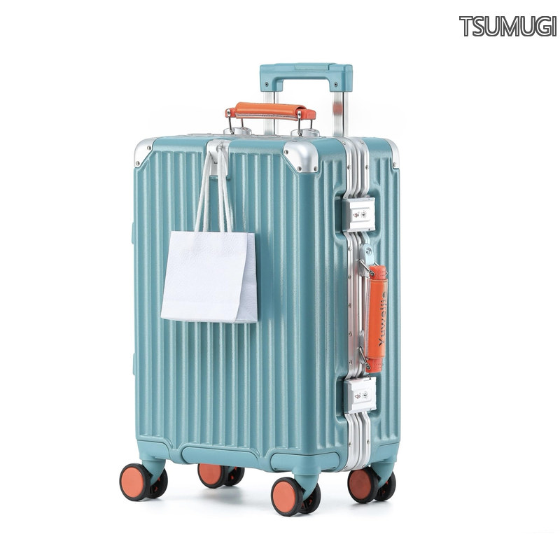 【貨物輸送無料】新感覚的な経験！今めかしい！旅行バッグ 持ちはこび入れもの 機内持ち込み 大型 軽さ軽銀ひな形式 キャリーバッグ 静音 ダブルキャスター TSA鍵を掛ける レトロ 今めかしいな手持ち部分 疲れない心積もり はいり込む 外国で旅する出張 M大きさ 青み 4-6泊 55L