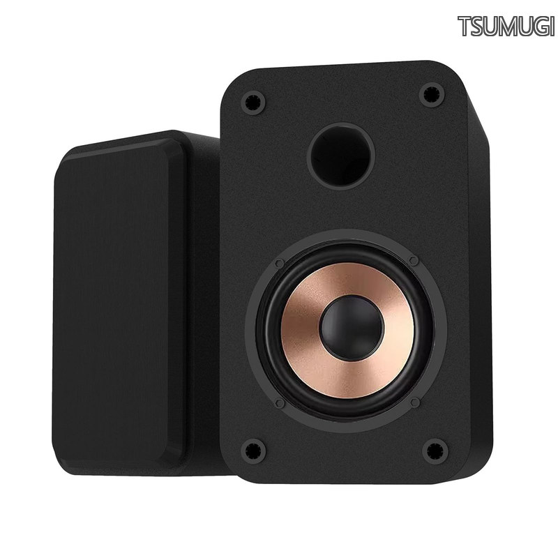 【送料無料】30W ブックシェルフスピーカー Bluetooth/USB入力/AUX入力/ヘッドフォンジャッ コンパクトクノートパソコン/デスクトップ用ステレオスピーカー 木製 プラグアンドプレイ｜つむぎハウス
