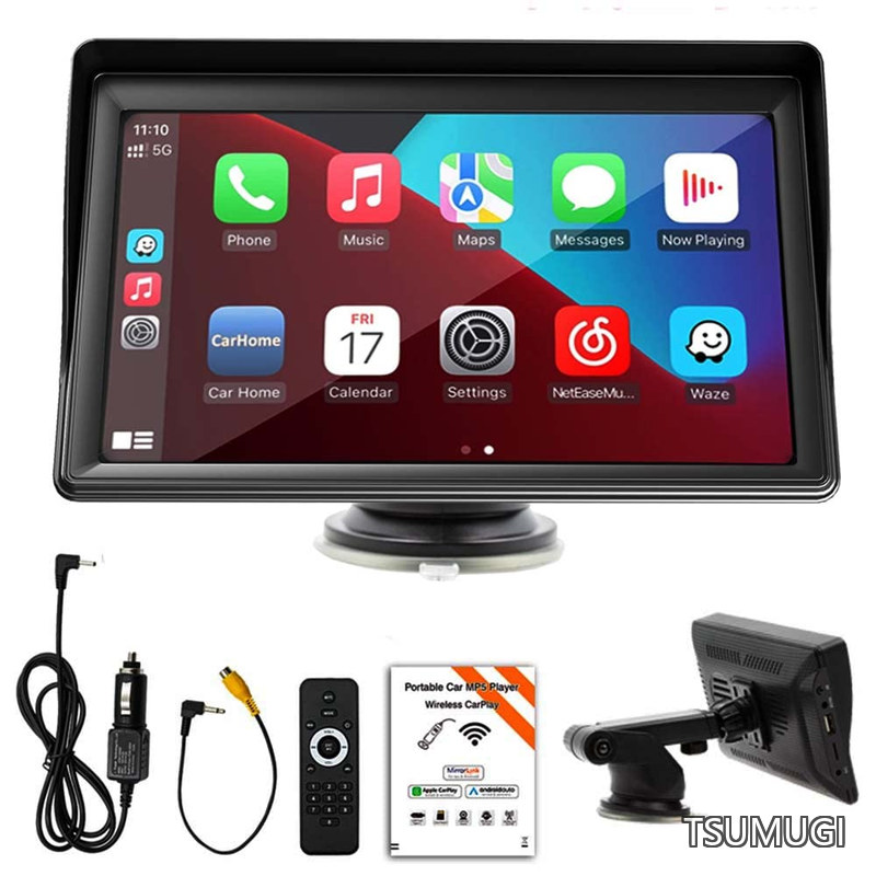 【送料無料】5プレーヤーはAndroid Auto/Apple CarPlayに対応し、7インチ高精細画面車載ステレオ周波数変調信号伝送/Bluetooth 5.1/TFカード/USB/DC/AV INミラーリングリンクダッシュボード実装｜つむぎハウス