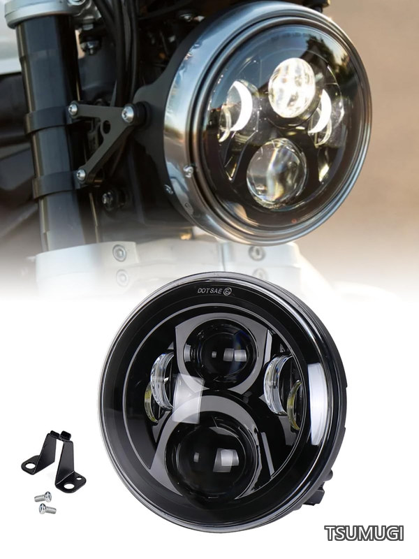 【送料無料】7インチLEDヘッドライト ホンダに対応 バイク 専用 Hi/Lo切り替えDRL機能 ホワイト 6000K 高輝度 DC:12V-24V IP67防水 車検対応 一個セット|つむぎハウス