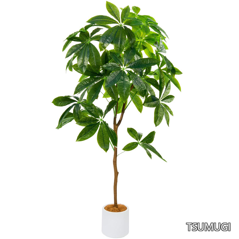 【送料無料】大型 歓葉植物 フェイク 人工歓葉植物 光触媒 室内 水やり不要 お手入れ簡単 空気清浄 消臭 抗菌 シンプル おしゃれ 室内 インテリア 大型 人工 鉢植え 鉢付き お祝い 父の日（パキラ 150cm)｜つむぎハウス