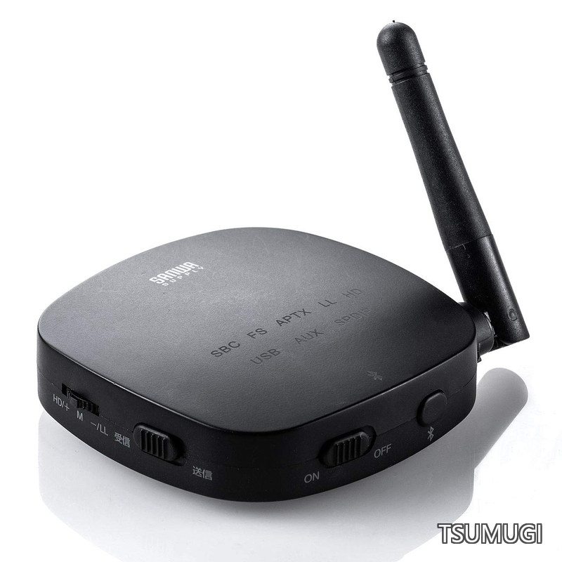 【送料無料】Bluetooth トランスミッター レシーバー 送信機 受信機 オーディオ 2台同時接続 低遅延 ハイレゾ相当対応 3.5mm 光デジタル USB対応 EZ4-BTAD008｜つむぎハウス