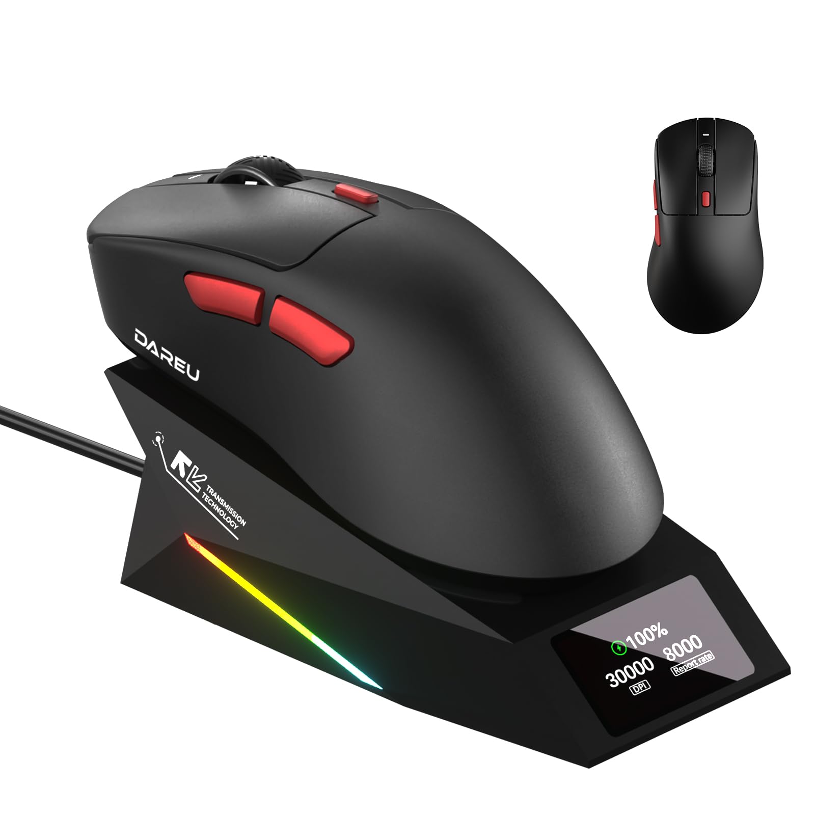 【送料無料】AE7PRO 無線8K ゲーミングマウス 準分子コーティング 62g軽量 右手用 人間工学 エルゴノミックス 30000DPI 進化したPAW3950センサー搭載 ワイヤレス 充電スタンド付き 黒/ブラック 技適認証取得【1年間メーカー保証】|つむぎハウス