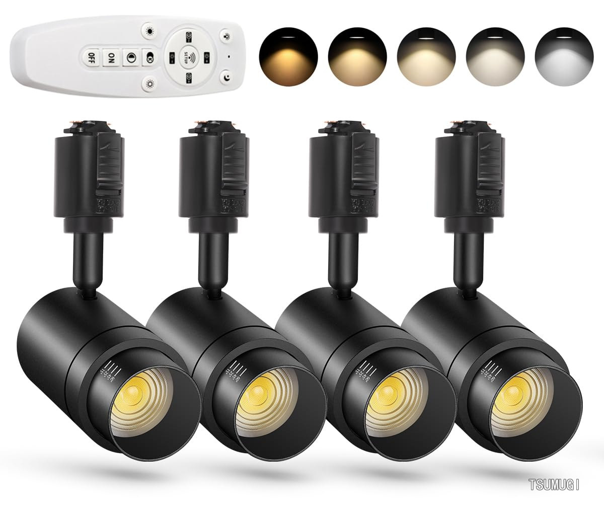 【送料無料】スポットライト ズーム可能 100W形相当照明スポットライト 消費電力10W LED一体型リモコン無段階調光調色 1000LM高輝度 高演色Ra90+ 角度調節可能 植物育成明明るい レールライト用 キッチン/ショッピングモール照明(ブラックの器具 4個セット)|つむぎハウス