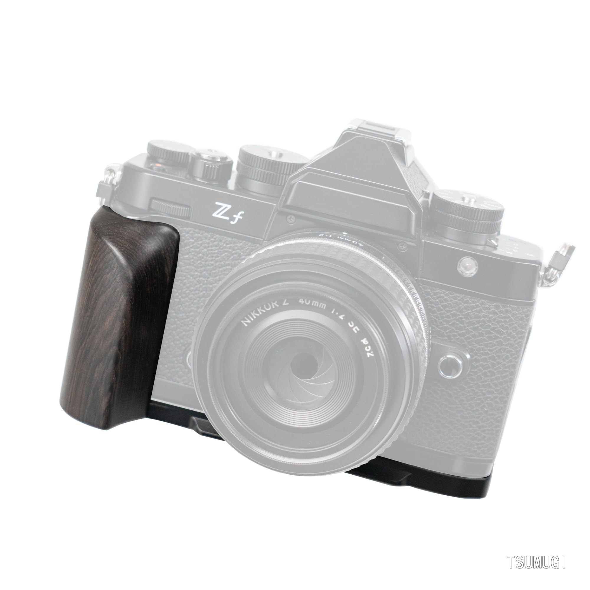【送料無料】カメラグリップ 対応 Nikon ニコン Zf Z f カメラ専用 L型クイックリリースプレート、実木製ハンドル、Arca標準、三脚設置でき (黒檀黒板)｜つむぎハウス