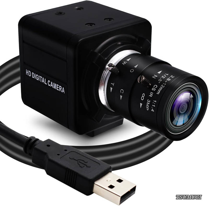 【送料無料】8MP USBカメラ 2.8-12mm 可変焦点レンズ 手動ズーム 2448P UVC Webカメラ プラグ＆プレイ 800万画素 IMX179 sensor ウェブカメラ USB8MP02G-MFV(2.8-12)｜つむぎハウス