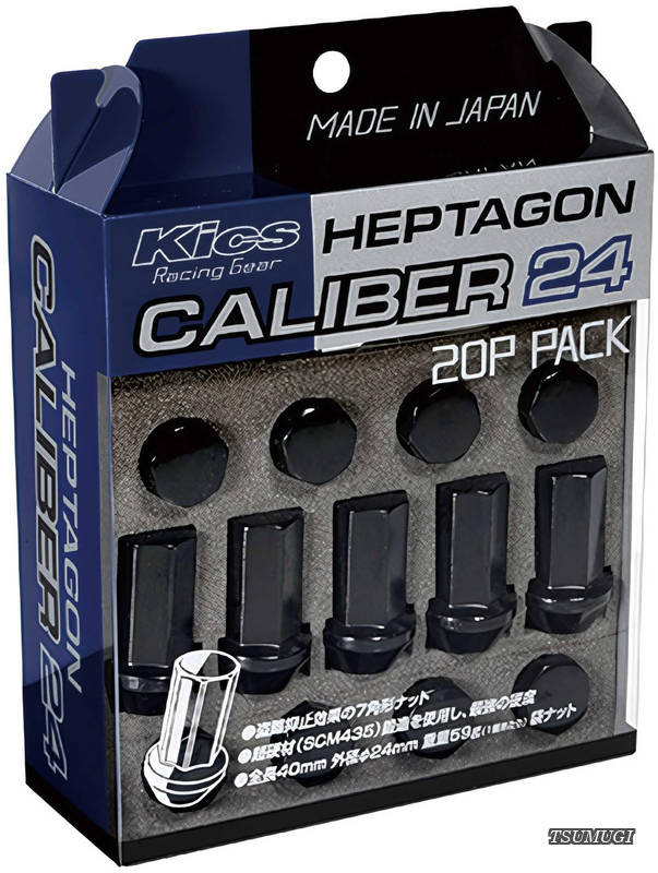 【送料無料】HEPTAGON CALIBER 24 M12&times;P1.25 個数:20P ブラック HPC03K｜つむぎハウス