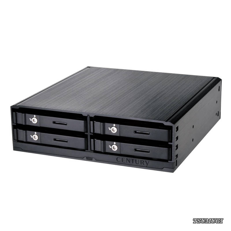 【送料無料】「5インチベイにまとめるラック」 2.5×4 SATA6G HDD/SSD×4 ラック CMRK-S4S6G2_FP|つむぎハウス