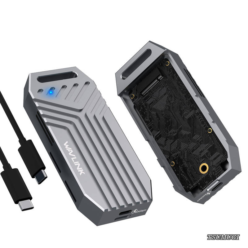 【送料無料】40Gbps PCIe NVMe SSD エンクローザ、USB4 外付けM.2 NVMe SSD エンクローザ、B+M/M-Key PCIe SSD 2280、ツールフリーインストール、Thunderbolt 4/3/USB4/USB Cなど対応、SSDは含まれていません｜つむぎハウス