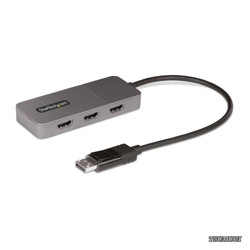 【送料無料】StarTech.com MSTハブ／DisplayPort 1.4接続／トリプルモニター／4K60Hz HDMI／HDR HDCP2.2／Windowsのみ／3画面 拡張 複製／ノートパソコン PC用 マルチディスプレイ 変換アダプター MST14DP123HD｜つむぎハウス