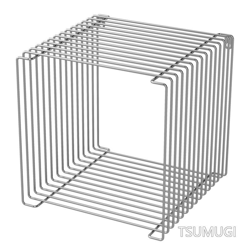 【送料無料】コーヒーデスク 35x35x35cm ワイヤー ナイトテーブル スクエア 床置き 壁掛け 重ね置き おしゃれ 北欧 シンプル モダン マルチ インテリア (シルバー)｜つむぎハウス