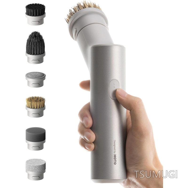 【送料無料】電動キッチンスクラバー 電動 掃除ブラシ コードレス IPX7防水 6種類替えブラシヘッド 低騒音 Type-C充電 4000mAh大容量バッテリー 軽量 コンパクト 掃除用具 キッチン掃除 お風呂掃除 電動ブラシ｜つむぎハウス