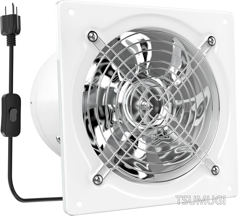 【送料無料】150mm 業務用 ダクト用換気扇 中間取付形ダクトファン 大風量 強力 ON/OFFスイッチ付き 金属製 排気ファン 台所・作業所・倉庫排気用 (15cm-白)｜つむぎハウス