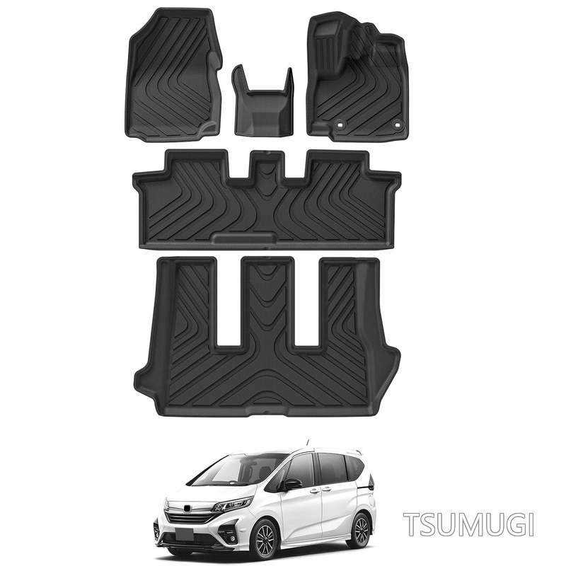 【送料無料】ホンダ フリード GB系 専用 フロアマット+ラゲッジマット Honda Freed gb5 gb6 gb7 gb8 3D立体カーマット 縁高 防水 トランクマット カスタムパーツ TPE素材 耐汚れ 滑り止め(ホンダ フリードGB系 フロアマット+ラゲッジマット 5点セット)|つむぎハウス