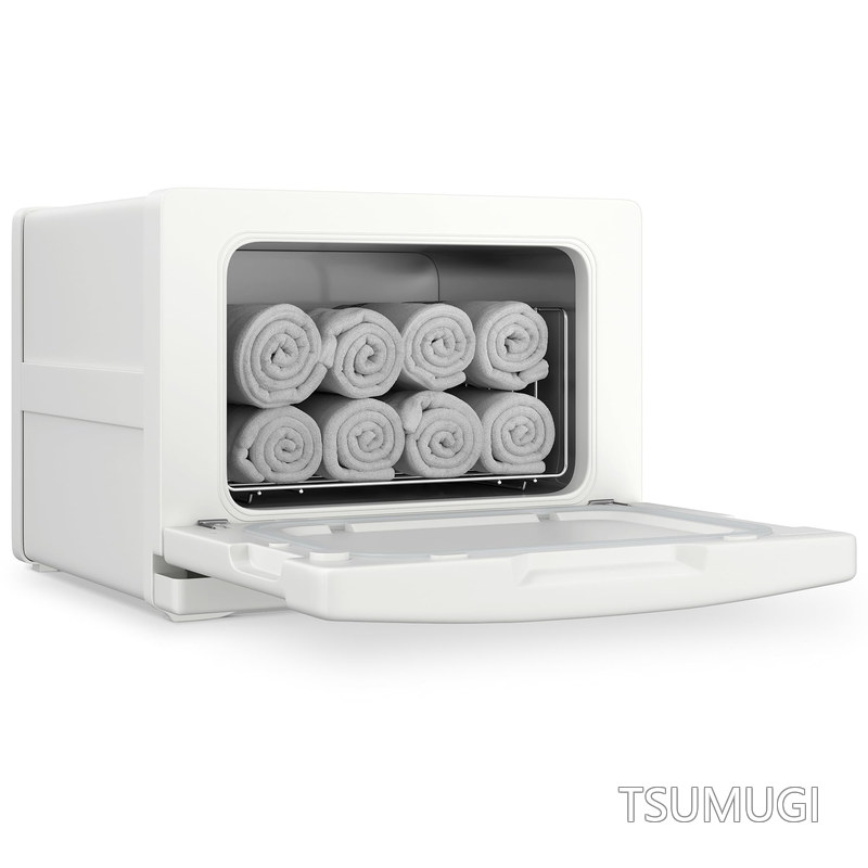 【送料無料】タオルスチーマー 8L タオル蒸し器 おしぼり蒸し器 ホットボックス 前開き タオル おしぼり 蒸しタオル 業務用 小型 ホワイト｜つむぎハウス