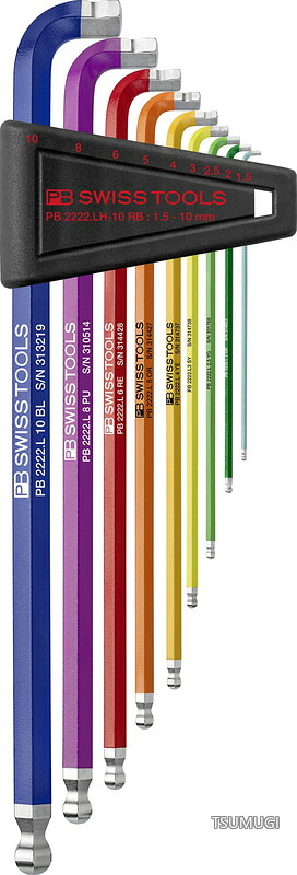 【送料無料】SWISS TOOLS マルチアングルレインボー六角レンチセット 2222LH-10RBCN｜つむぎハウス