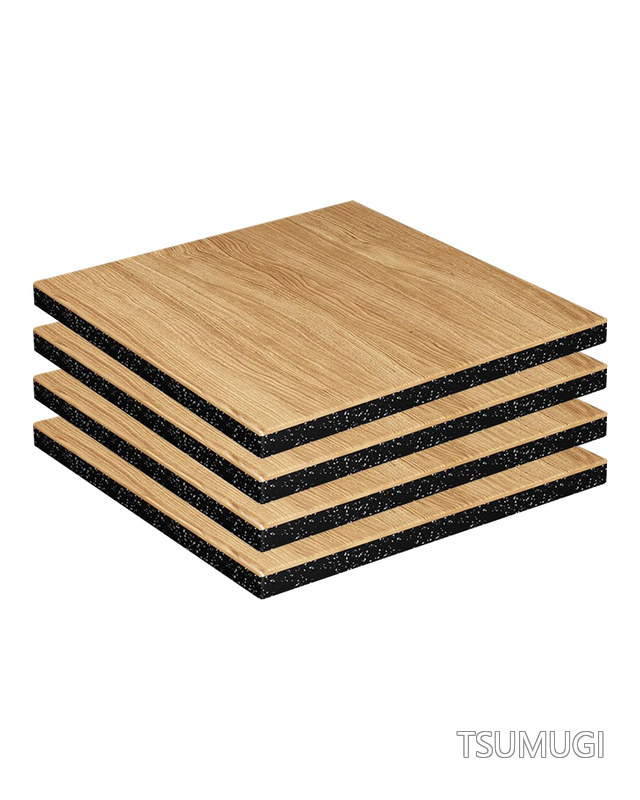 【送料無料】50&times;50cm 厚さ25mm 4枚セット 衝撃吸収マット エクササイズマット 3層構造 防音 高硬度 キズ防止 床保護 トレーニング ホームジム プロ仕様 連結パーツ付き ナチュラル｜つむぎハウス