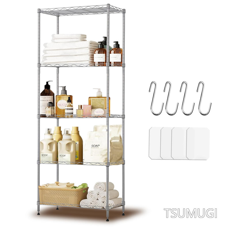 【送料無料】5段スチールラック 棚 メタルラック 耐荷重200kg 収納ラック 幅60&times;奥行40&times;高さ150cm シルバー｜つむぎハウス 7,831円