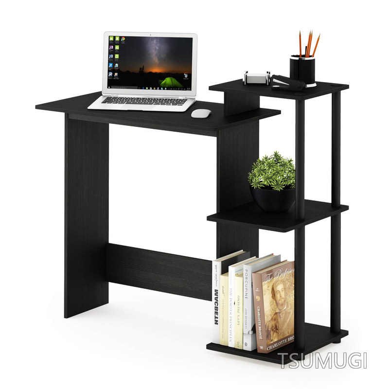 【送料無料】フリノ(Furinno) エフィシェント(Efficient) ノートパソコンデスク アメリカーノ/ブラック スクエアシェルフ付｜つむぎハウス