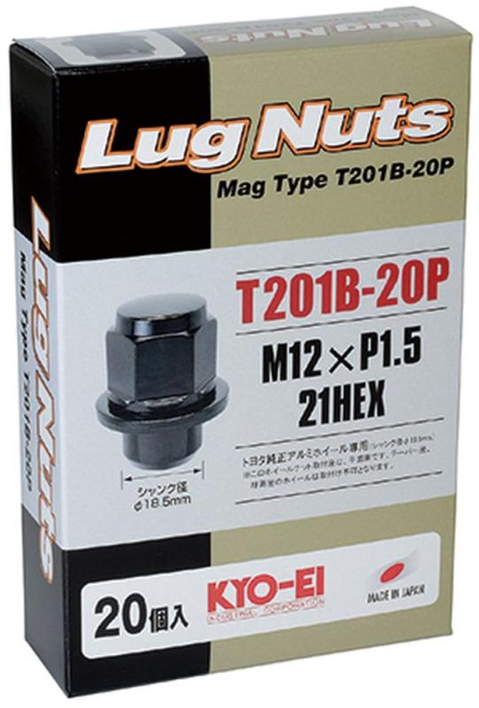 KYO-EI(協永産業)トヨタ純正平座アルミホイール専用マグタイプナット 21HEX M12×P1.5 ブラック 20個入り T201B-20P