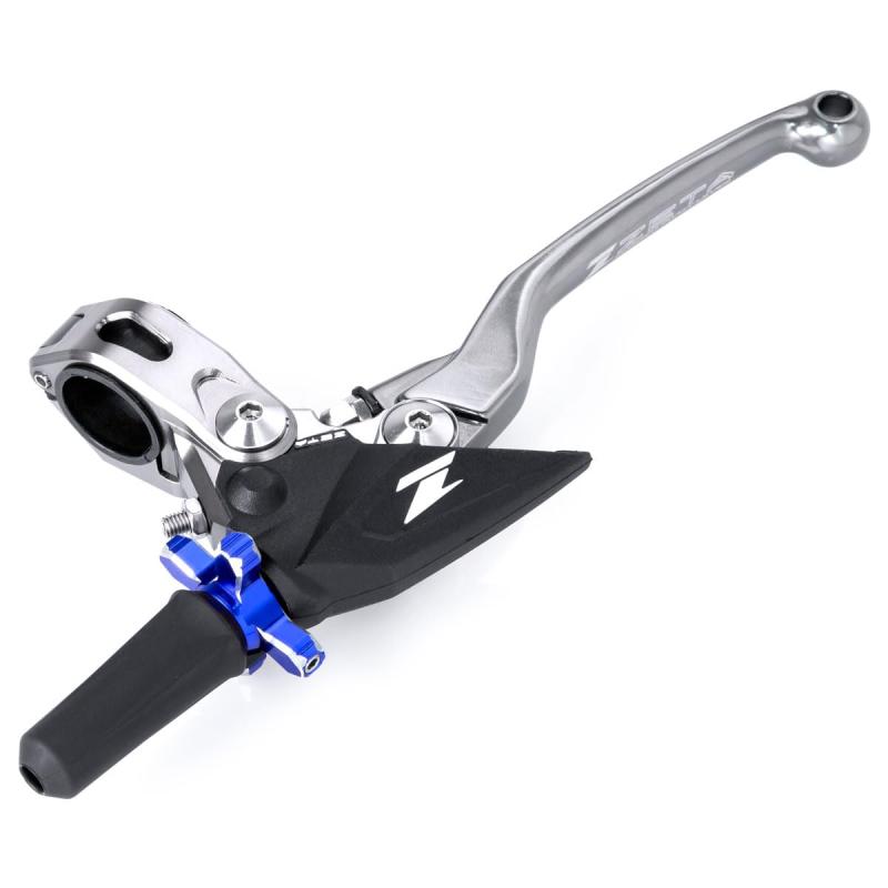 ジータレーシング(ZETA RACING) ピボットパーチFP クラッチレバーホルダーセット 4フィンガー チタンカラー/ブルー 前方可倒式 ヒンジ式クランプで取付け簡単 クラッチ重さ2段階調整 レバー位