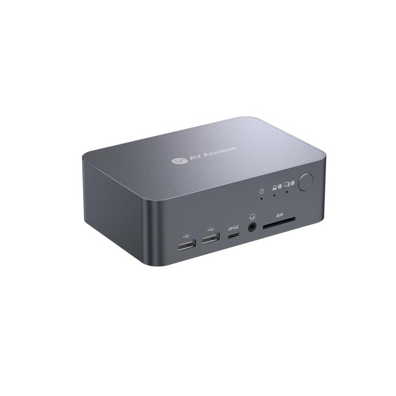 AV Access KVMスイッチ 2モニター・2台PC対応（Ethernet、EDID対応）、4K@60Hz/2K@144Hz/1080P@240Hz、ノートPC＆デスク用デュアルモニターKVMドッキングステーション、USB C充電、アルミニウム製、U｜TsuNaGu2017