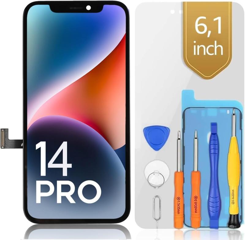 iPhone 14 pro 液晶パネル FHD画面修理 交換 修理キット+保護フィルム+防水シール付き