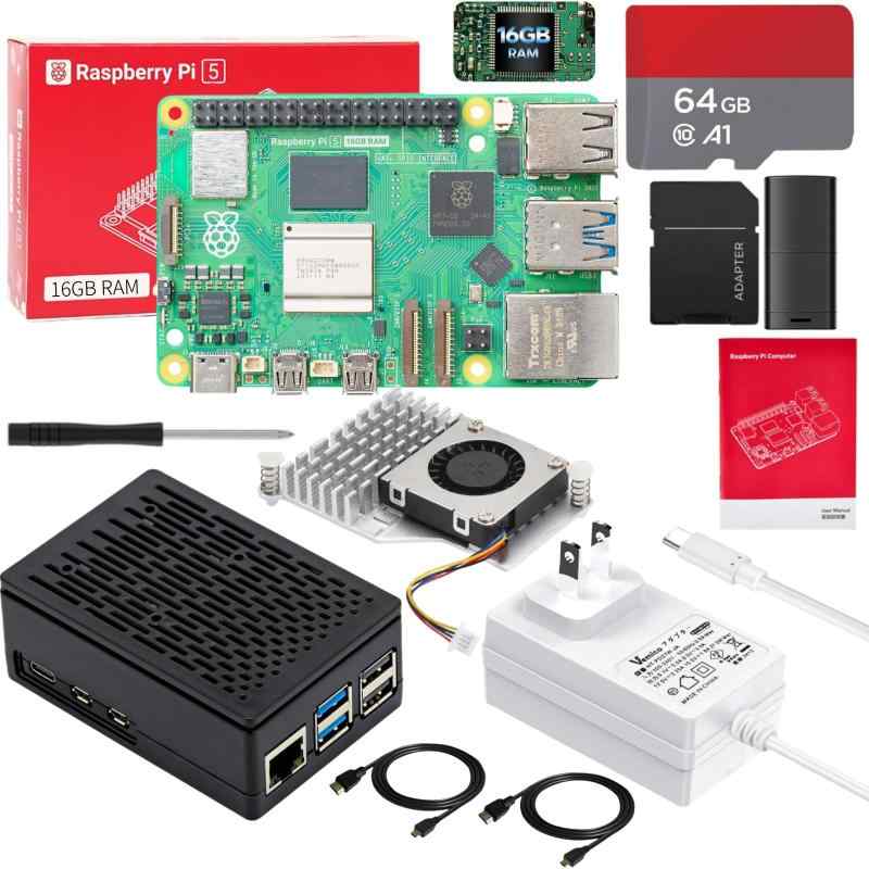 5 16GB Starter Kit 技適を手に入れる済み ラズベリーパリア犬5 16GBゲーム盤/64GB 歌留多/ABS放熱容れもの/PDワット数アダプタ/活動的冷房装置/MicroHDOUT有線テレビ/１番ウッド/歌留多主導者/日語説