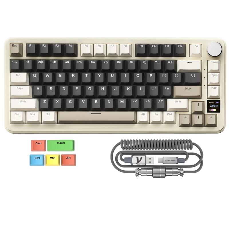 × X85PRO ゲーミングキーボード 3モード Gasket構造 ディスプレイ付き ブルーベリー軸 ホットスワップ可能 ワイヤレス2.4G 無線bluetooth5.0 USB有線 キーマッププログラム RGBライ