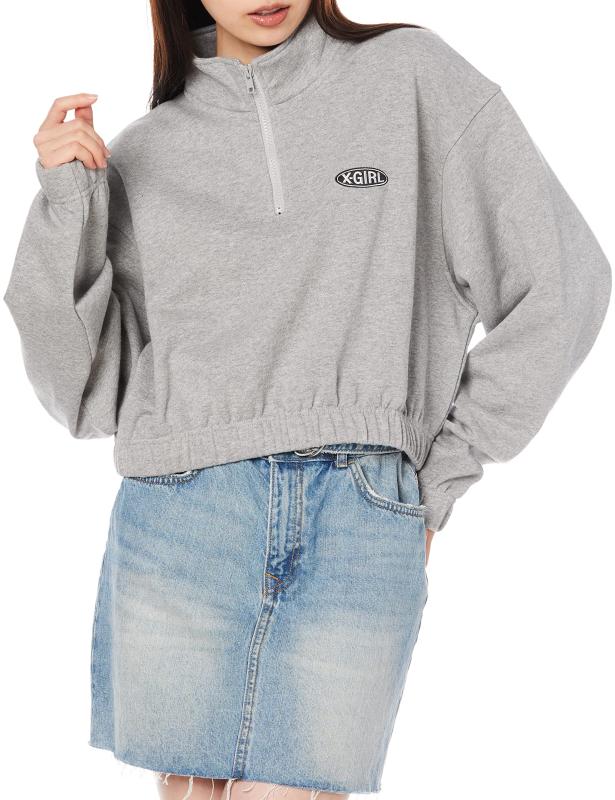 X-girl(エックスガール) トレーナーBIC OVAL LG HALF ZIP SWT TOPレディース