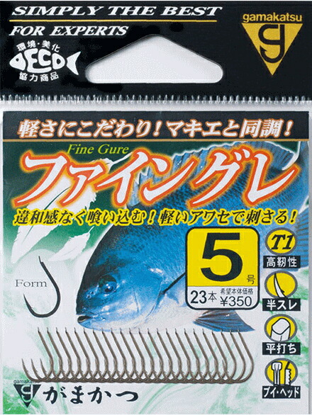 楽天市場】がまかつ T1 ファイングレ 68509 グレ針6号 22本入