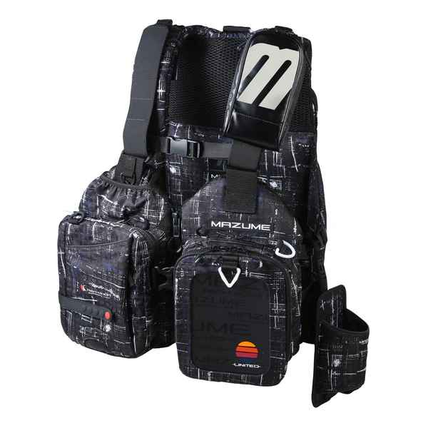 mazume インフレータブルライフジャケット ブラック MZLJ-244 mazume インフレータブルポーチ ブラック（ウエストバッグ取付用）