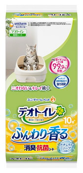 ユニチャーム ペットケア デオトイレ ふんわり香る消臭・抗菌シート ナチュラルソープの香り (10枚) 猫用 システムトイレ専用シート 猫用品 