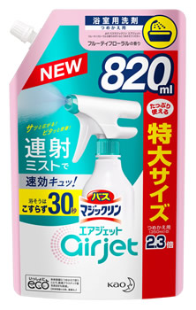 【特売】　花王　バスマジックリン　エアジェット　つめかえ用　浴室用洗剤　フルーティフローラルの香り　詰め替え用　スパウトパウチ　(820mL)