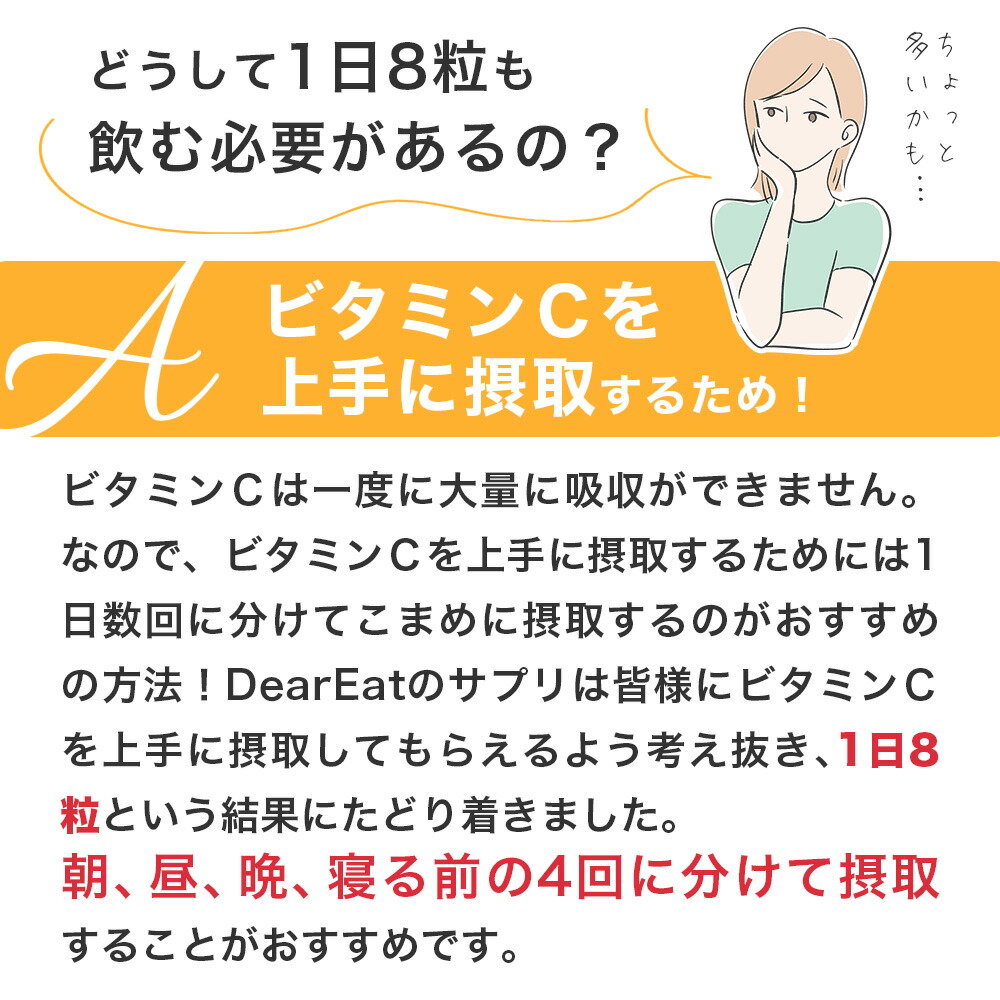 楽天市場 ビタミンｃ 240粒 00mg セラミド ヒアルロン酸 美容 成分も配合 着色料 保存料 無添加 サプリ Deareat ダイエット ビタミン ｃ アスコルビン酸 約1ヵ月分 サプリメント 鶴西オンラインショップ