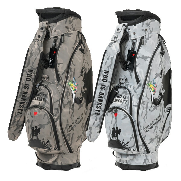 新品 バンクシー BANKSY セルフスタンドバッグ フラワーボンバー バンクシー スタンド キャディバッグ BACB-03 9.0型【Banksy