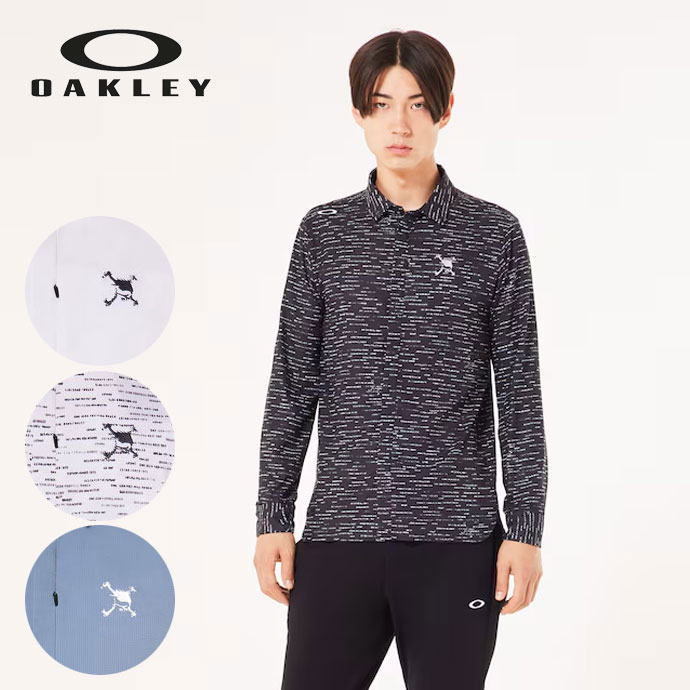 【4/18限定★最大100%P還元※要エントリー】ゴルフウェア オークリー ポロシャツ SKULL DOBBY WV LS SHIRT FOA406956 メンズ