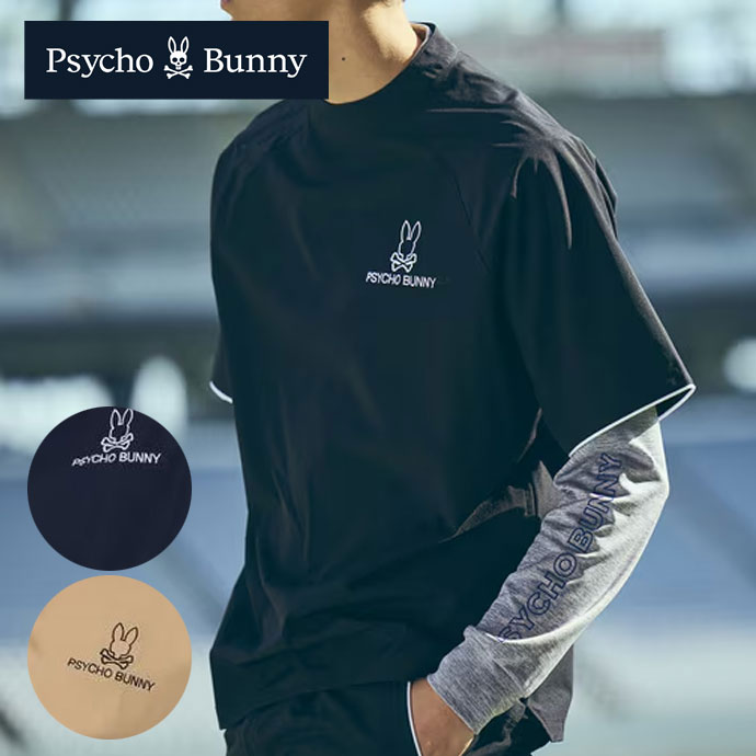 ゴルフウェア サイコバニー パイピングライン ナイロンショルダージップラグランTシャツ メンズ 春 夏 26SS|つるやゴルフ店