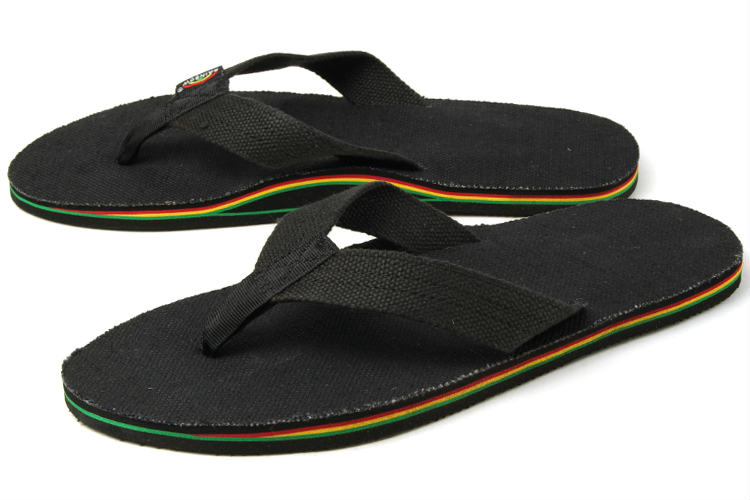 black hemp rainbow sandals