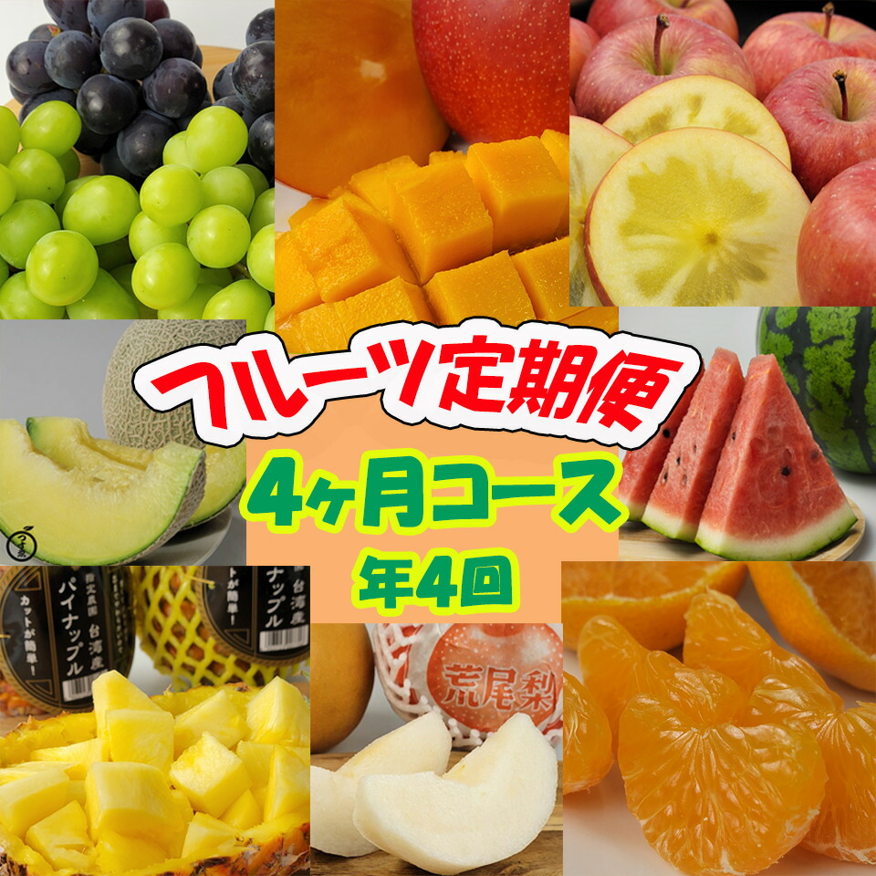 【旬の果物　フルーツ定期便　詰合せ　６～８種　４ヶ月コース】国内産　旬のフルーツ　詰め合わせ　誕生日　御供　御歳暮　フルーツギフト　フルーツ詰合せ　熊本　アールスメロン　シャインマスカット　桃　巨峰　りんご