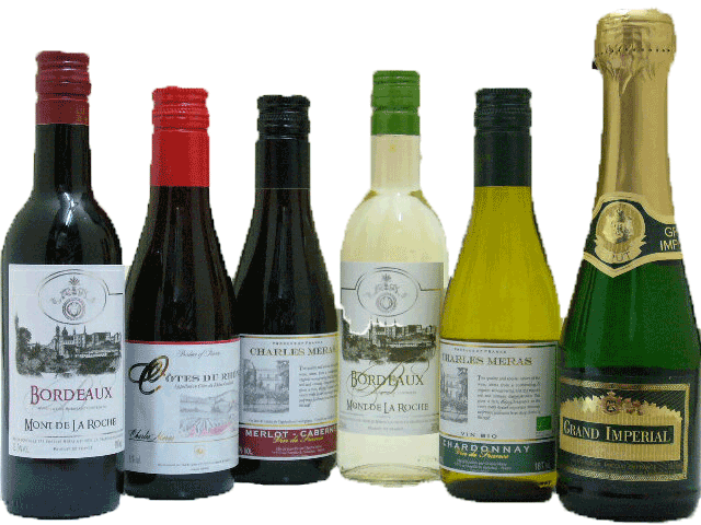 【小容量】フランスワイン　187mlクォーターボトル&times;6本飲み比べワインセット　【手提げ袋付き】
